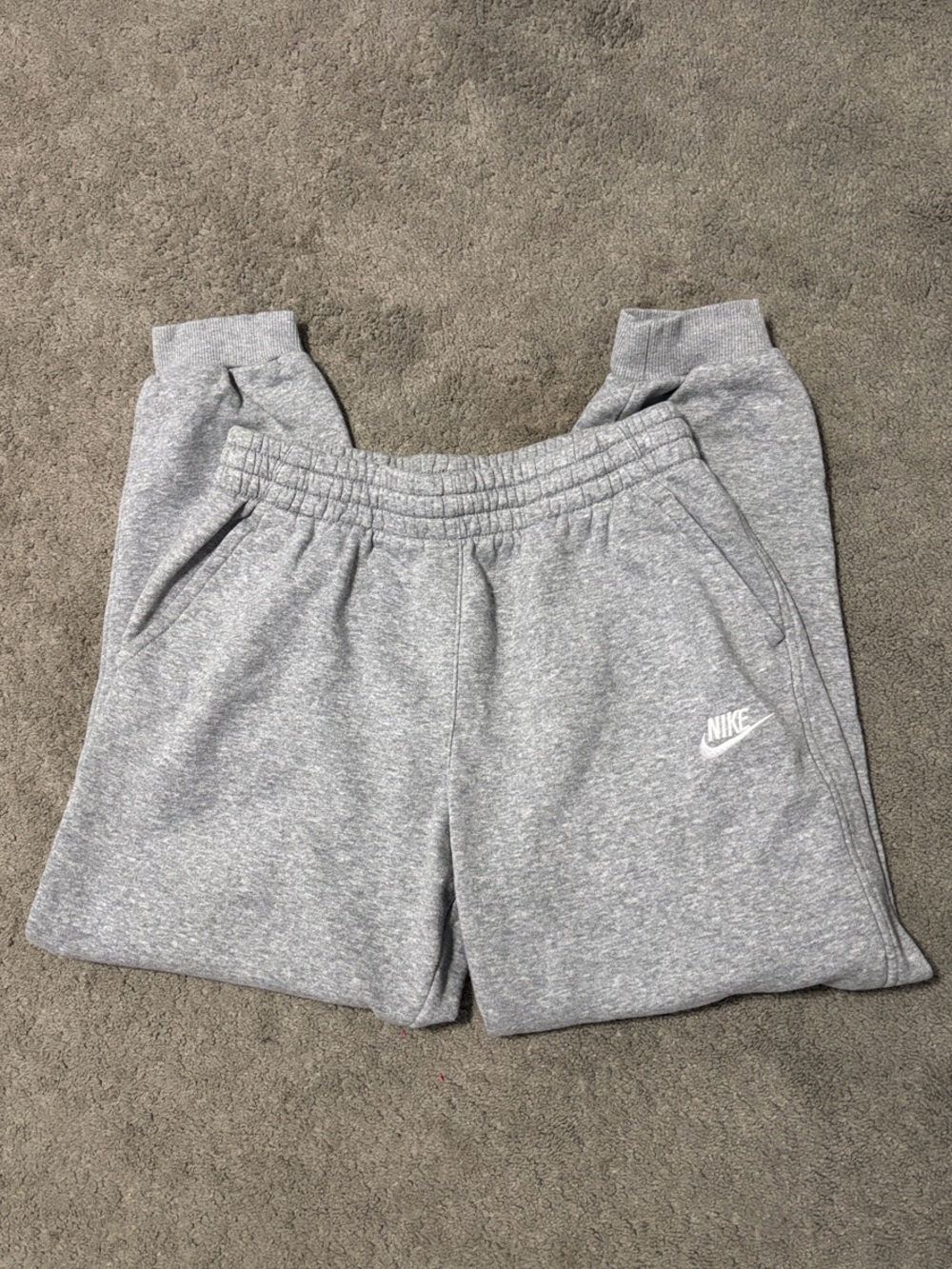 Nike Kids Heather Gray Fleece joggers with Logo